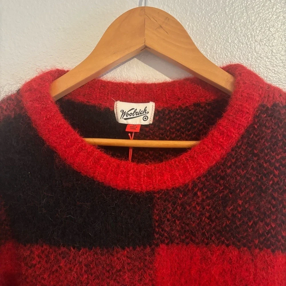 NWT Woolrich x Target Adult Buffalo Plaid Fuzzy Sweater Red Black Sz M (W L/XL)